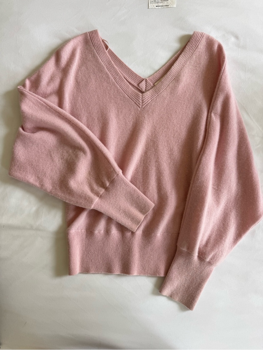 Anthropologie Pink 100% Cashmere V-Neck Sweater